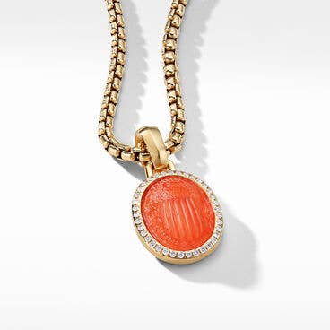 Petrvs® Scarab Amulet in 18K Yellow Gold with Carnelian and Pavé Diamonds