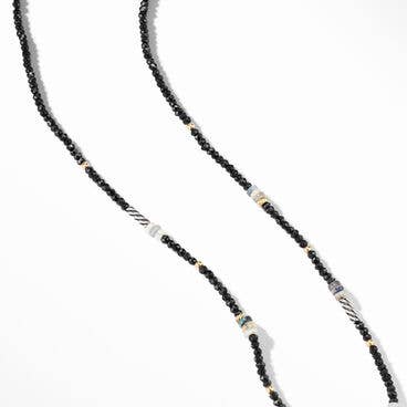 Color Bead Necklace with Black Onyx, Opal and 18K Yellow Gold Accents