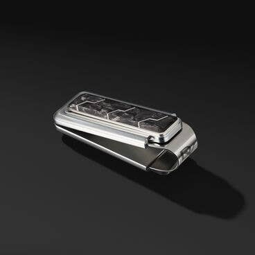 Forged Carbon Money Clip in Sterling Silver with Black Aluminum