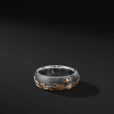 Waves Band in Sterling Silver and 18K Gold