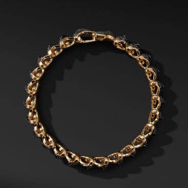Armory® Link Bracelet in 18K Yellow Gold with Pavé Black Diamonds