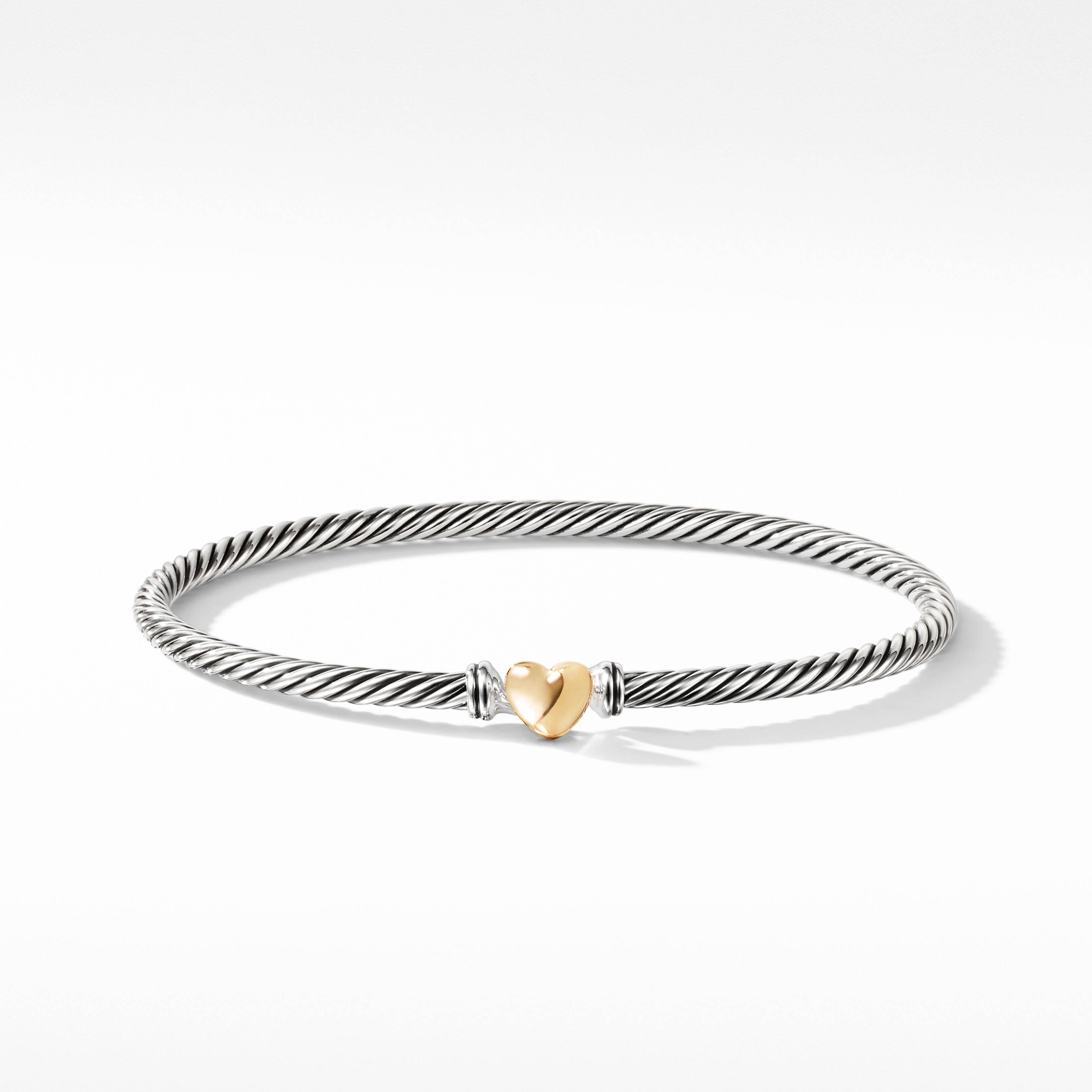 Cable Collectibles® Heart Bracelet in Sterling Silver with 18K Yellow Gold