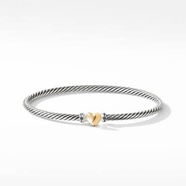 Cable Collectibles® Heart Bracelet in Sterling Silver with 18K Yellow Gold