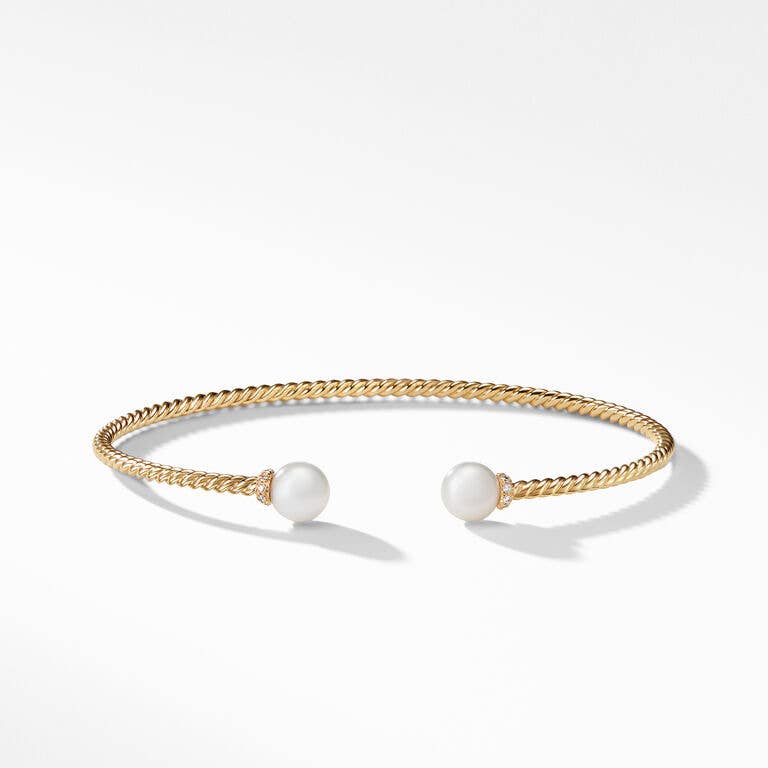pearl bracelet Petite Solari Pearl Bracelet in 18K Yellow Gold with Pavé Diamonds | David  Yurman