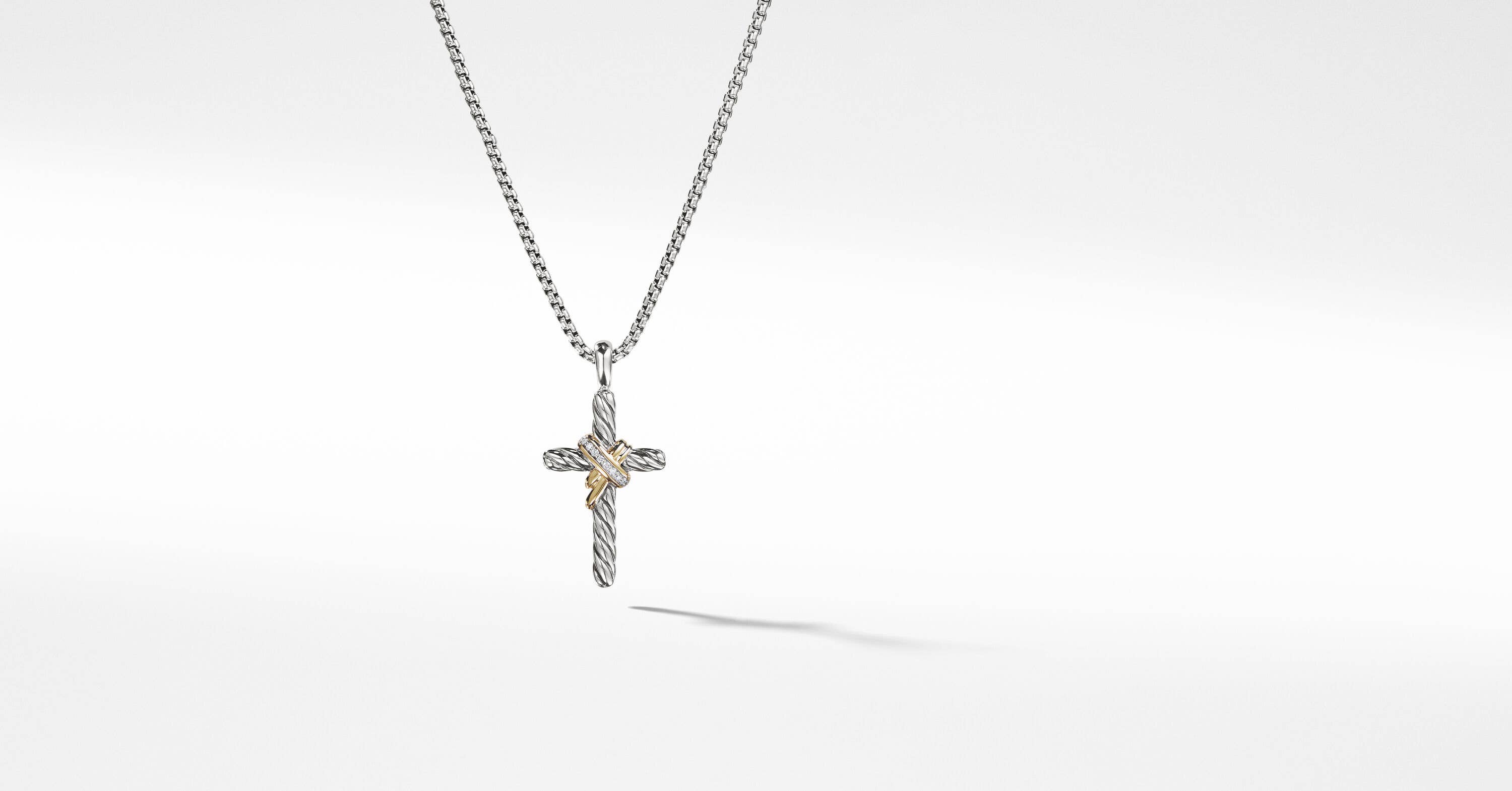 David Yurman X Cross Necklace With 14k Yellow Gold And Pavé Diamonds