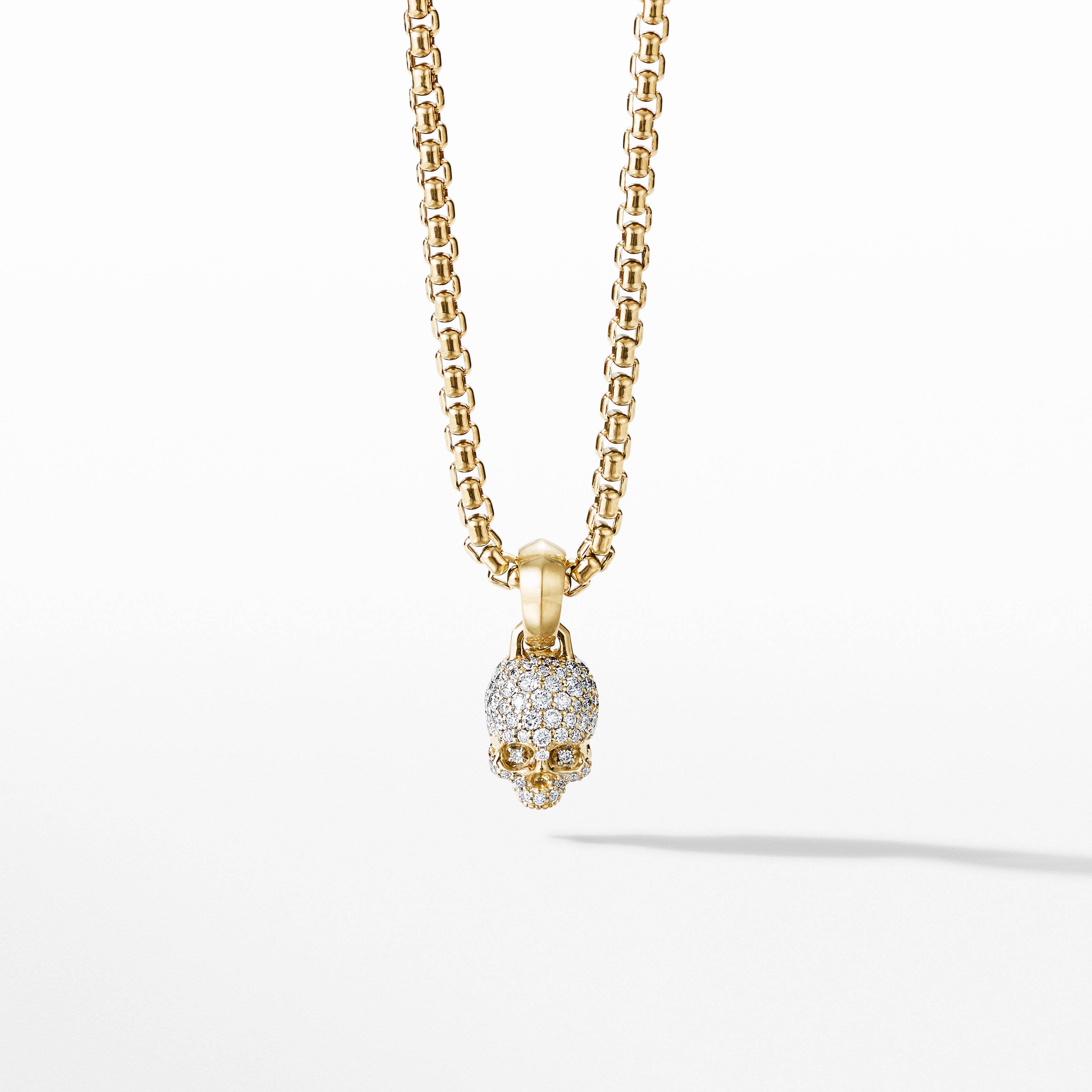 Skull Charm with Full Pavé Diamonds and 18K Yellow Gold