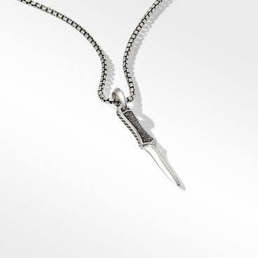 Dagger Amulet in Sterling Silver with Pavé Black Diamonds