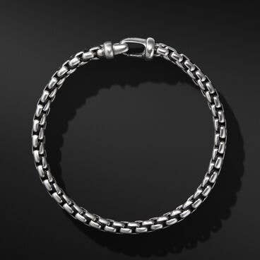 Woven Box Chain Bracelet in Sterling Silver with Black Nylon