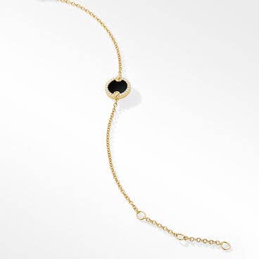 Petite DY Elements® Center Station Chain Bracelet in 18K Yellow Gold with Black Onyx and Pavé Diamonds