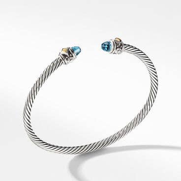 Renaissance Bracelet in Sterling Silver with Blue Topaz and 18K Yellow Gold