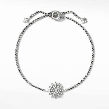 Starburst Station Chain Bracelet in Sterling Silver  with Pavé Diamonds