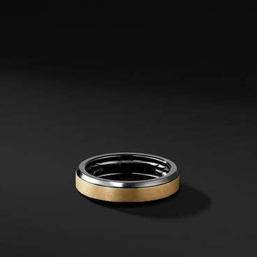 Beveled Band Ring in Black Titanium with 18K Yellow Gold