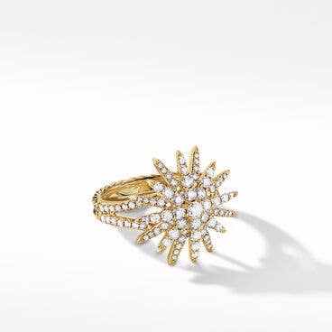 Starburst Ring in 18K Yellow Gold with Full Pavé, 20mm