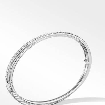 Pavé Crossover Two Row Bracelet in 18K White Gold with Diamonds