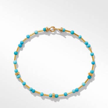 Fine Bead Flex Bracelet in 18K Yellow Gold with Turquoise