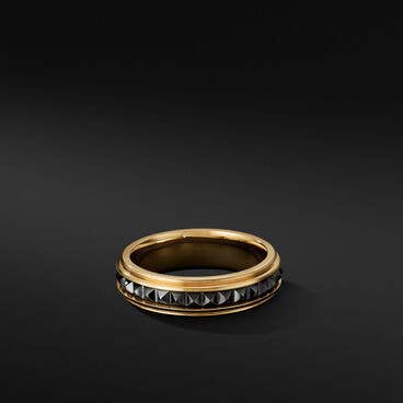 Pyramid Band Ring in Black Titanium with 18K Yellow Gold