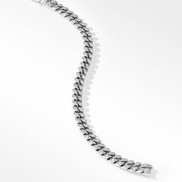 Curb Chain Bracelet in Sterling Silver with Pavé Diamonds
