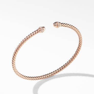 Cablespira® Bracelet in 18K Rose Gold with Pavé Diamonds