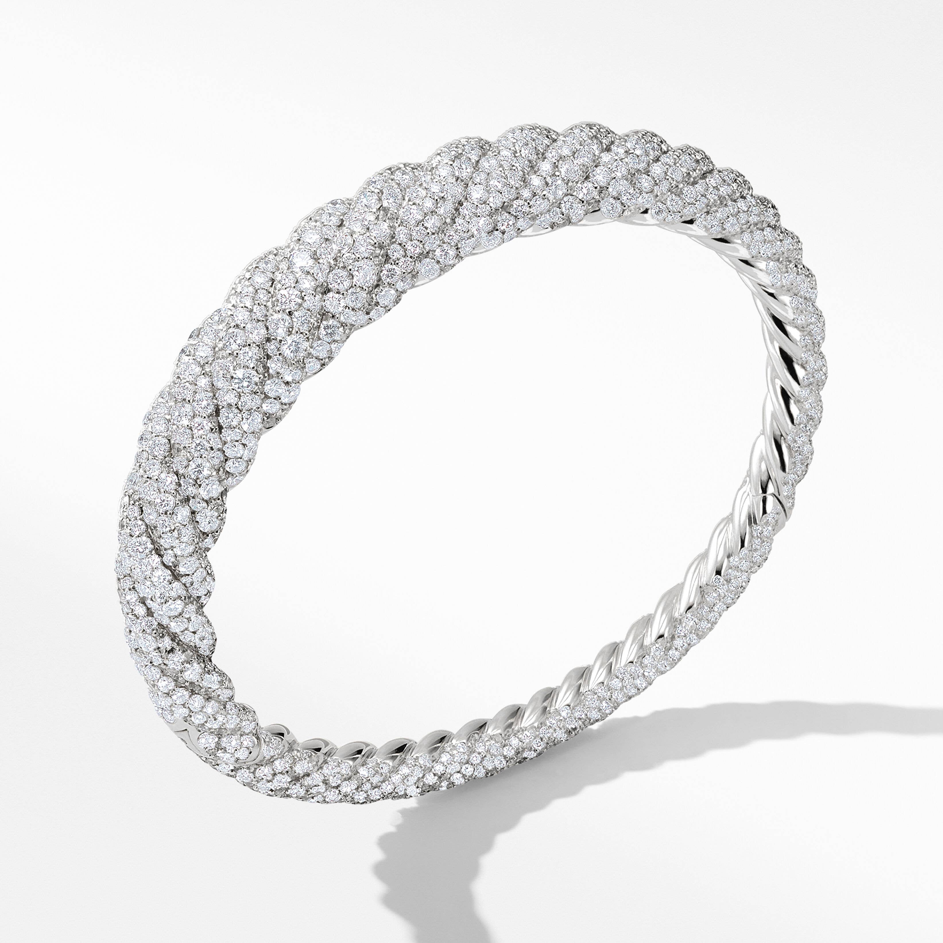 Pure Form® Cable Bracelet in 18K White Gold with Full Pavé Diamonds