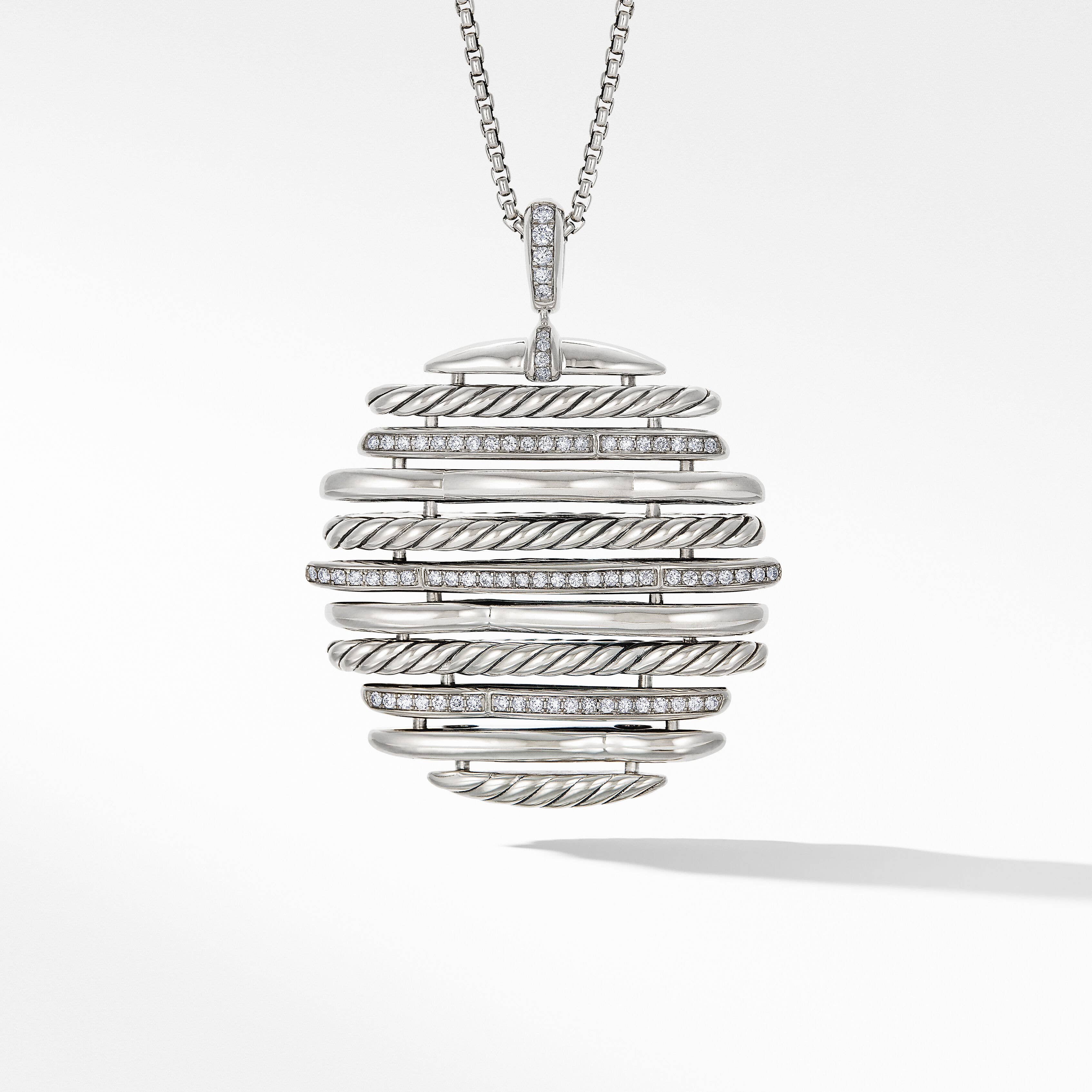 Tides Pendant Necklace in Sterling Silver with Diamonds, 45mm