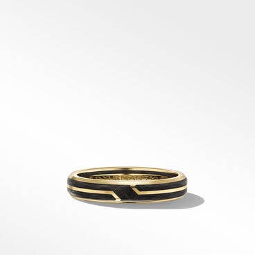 Forged Carbon Band Ring in 18K Yellow Gold