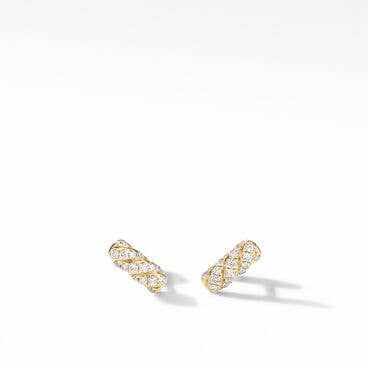 Cable Collectibles® Bar Stud Earrings in 18K Yellow Gold with Pavé Diamonds