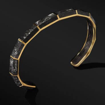 Forged Carbon Faceted Cuff Bracelet with 18K Yellow Gold