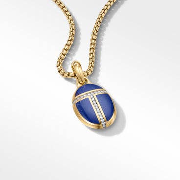 Cairo Amulet in 18K Yellow Gold with Lapis and Pavé Diamonds
