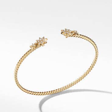 Petite Starburst Cable Bracelet in 18K Yellow Gold with Pavé Diamonds