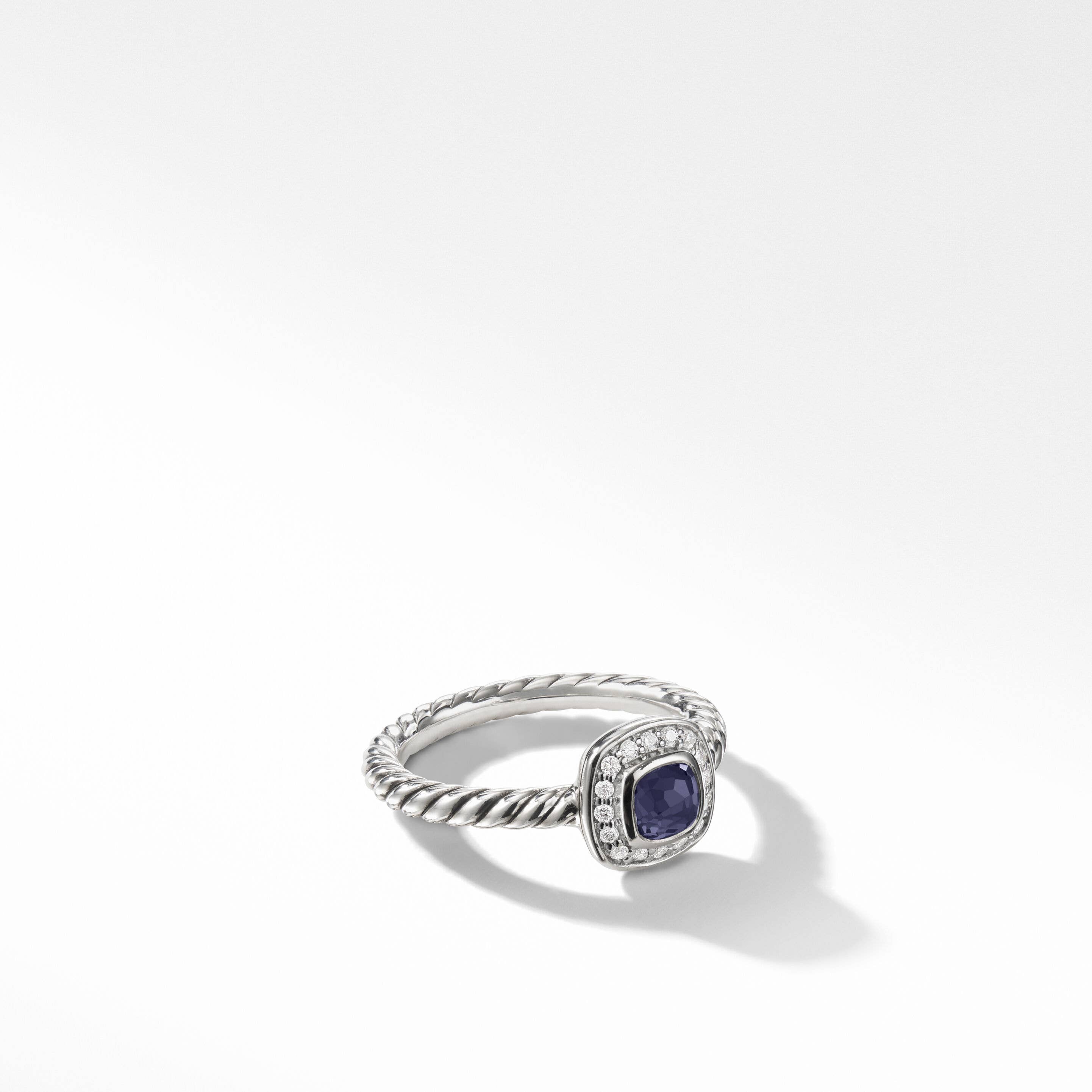 Albion® Kids Ring in Sterling Silver with Black Orchid and Pavé Diamonds