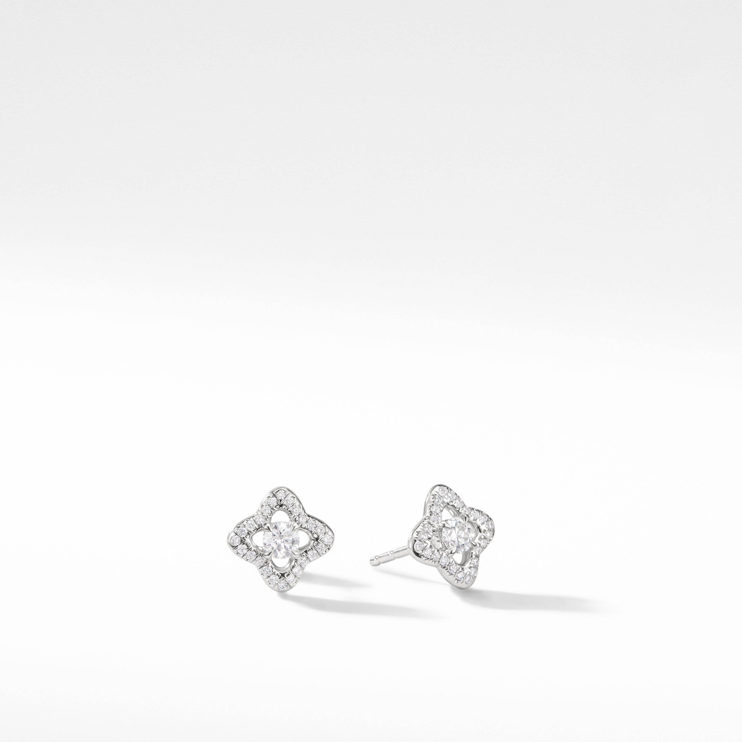Venetian Quatrefoil® Stud Earrings in 18K White Gold with Diamonds