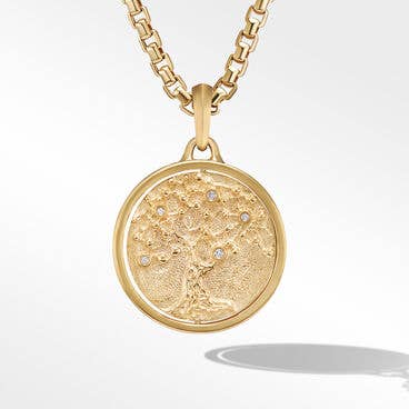 Life and Death Duality Amulet in 18K Yellow Gold with Diamonds