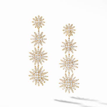 Starburst Drop Earrings in 18K Yellow Gold with Full Pavé Diamonds