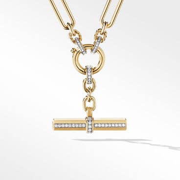Lexington E/W Chain Necklace in 18K Yellow Gold with Pavé Diamonds