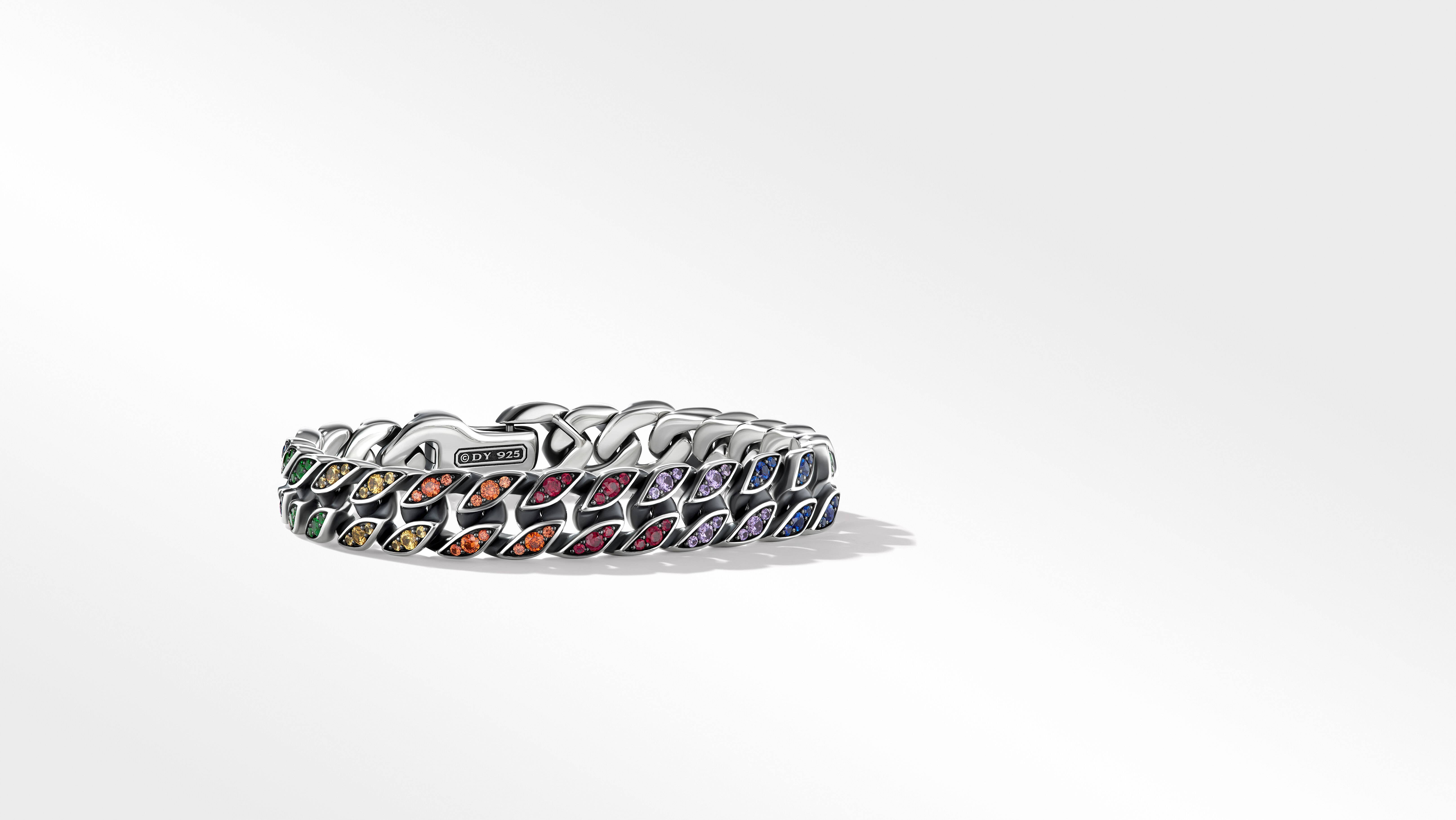 Curb Chain Bracelet with Rainbow Pavé