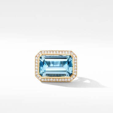 Novella Ring in 18K Yellow Gold with Blue Topaz and Pavé Diamonds