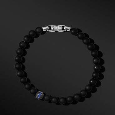 Spiritual Beads Bracelet with Black Onyx and Pavé Sapphire Accent