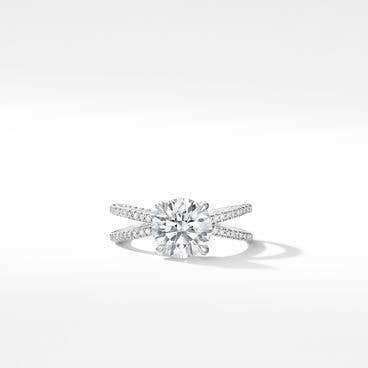DY Crossover Pavé Engagement Ring in Platinum, Round