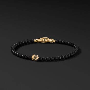 Memento Mori Skull Station Bracelet with Black Onyx and 18K Yellow Gold