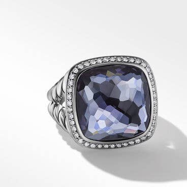 Albion® Ring with Black Orchid and Pavé Diamonds