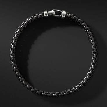Woven Box Chain Bracelet with Black Stainless Steel and Black Nylon