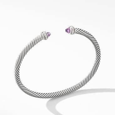 Cable Classics Bracelet in Sterling Silver with Amethyst and Pavé Diamonds
