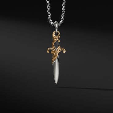 Waves Dagger Amulet with 18K Yellow Gold
