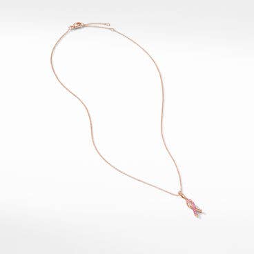Cable Collectibles® Ribbon Necklace in 18K Rose Gold with Pavé Pink Sapphires