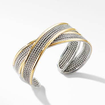 DY Origami Cuff Bracelet in Sterling Silver with 18K Yellow Gold