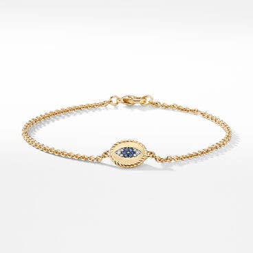 Cable Collectibles® Evil Eye Bracelet in 18K Yellow Gold with Pavé Sapphires and Diamonds