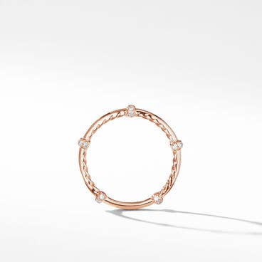 DY Astor Band Ring in 18K Rose Gold with Pavé Diamonds