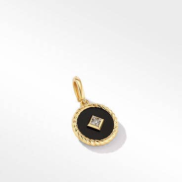 Cable Collectibles® Black Enamel Charm in 18K Yellow Gold with Center Diamond