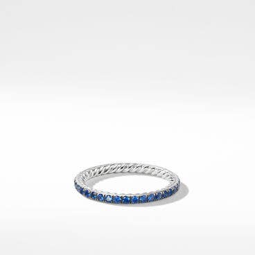 DY Eden Band Ring in Platinum with Pavé Blue Sapphires