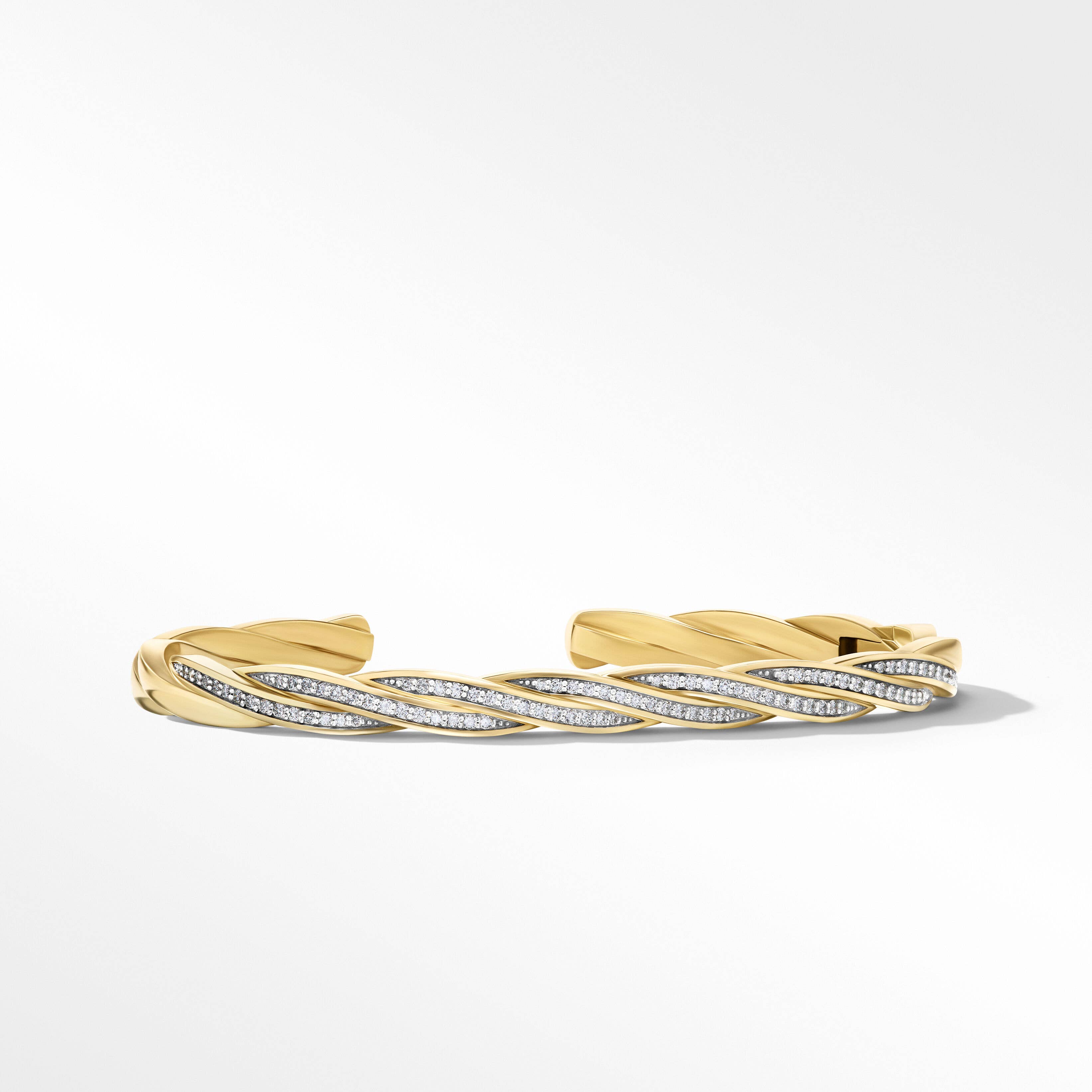 DY Helios™ Cuff Bracelet in 18K Yellow Gold with Pavé Diamonds
